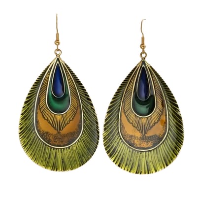 Zilver -oorbellen -Pauw -metaal- 8.5 cm- Charme Bijoux