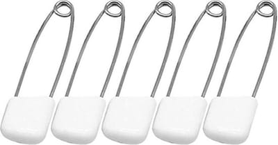 Knaak Veiligheidsspelden met Beschermkap - Baby Safety Pins - 5 stuks - 5.4 cm - Wit