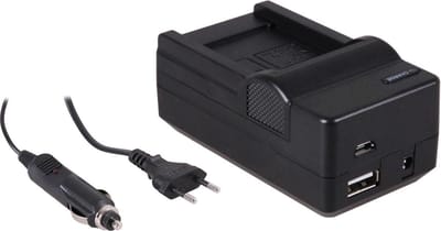 Huismerk 4-in-1 acculader voor Samsung SLB-10A accu - compact en licht - laden via stopcontact, auto, USB en Powerbank
