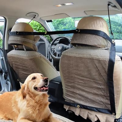 Hondenhek voor in de auto - Veiligheidsnet - Aanpasbaar met touw en haak - 115 x 62 cm