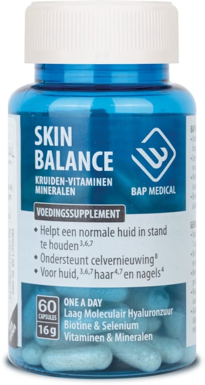 Skin Balance supplementen - voor huid, haar en nagels - vitaminen en mineralen - verzorging van binnenuit – voedingssupplementen en vitamines – gezonde huid van binnenuit – voedingscapsules - voedingssupplementen