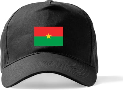 Zwarte Pet Beechfield met Wereldvlaggen, land Burkina Faso klittenbandsluiting