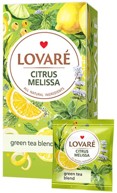 Lovaré Citrus Melissa Thee 24 Individueel Verpakte Theezakjes – Premium Groene Thee – Citroenmelisse, Munt & Citroengras – Ontspannende Thee – 36 g
