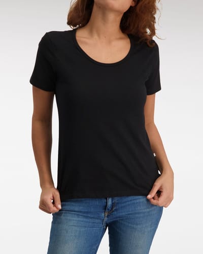 Claesen's® - Dames Loose Fit R Neck T shirt 100% Cotton - Zwart - 100% Katoen
