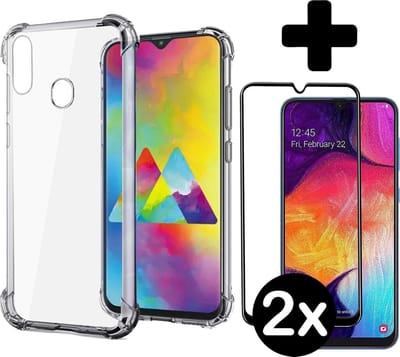 Hoesje - Met Screenprotector - 2 Stuks - Geschikt voor Samsung Galaxy A20e - Sterk & Shockproof - Back Cover - Siliconen Case - Telefoon Hoes - Shock Proof - Telefoonhoes - Transparant