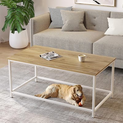 Moderne Eiken Salontafel - Minimalistisch Rechthoekig Ontwerp voor Woonkamer of Kantoor - Eenvoudige Montage 100x50x45cm