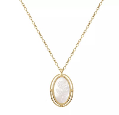 ASTRADAVI 18K Vergulde Sieraden - Hanger - Vintage Ontwerpen met Natuurlijke Edelstenen Bedels - Parelmoer Rose Gegraveerd - Cadeau Idee