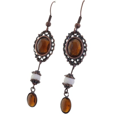 Behave - Oorhangers dames - Bruin steentje retro - Klassieke stijl