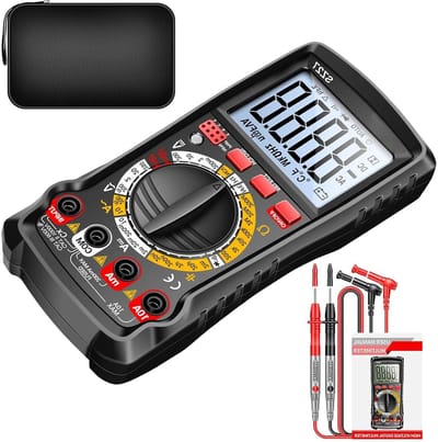 Spanningsmeter Multimeter - Accu Analysator - Elektrische Tests - Nauwkeurige Metingen - Compact Formaat - Zwart
