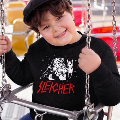 Foute Kersttrui Zwart Kind - Sleigher Kerstman (3-4 jaar - MAAT 98/104) - Kerstkleding voor jongens & meisjes