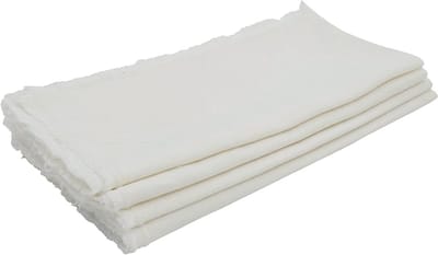 Linnen servetten met franjes - Stoffen servetten - Dineren in stijl - Steen gewassen - 508 cm - Ivoor