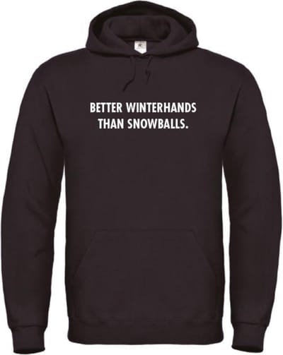 Better winterhands than snowballs wintersport hoodie zwart L - wit - soBAD. | Foute apres ski outfit | kleding | verkleedkleren | wintersporttruien | wintersport dames en heren