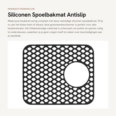 Dailygoods- Spoelbakmat Hittebestendig - Gootsteenmat Antislip - Keukengootsteenbeschermer - Siliconen - Veelzijdig Gebruik - 13,6 x 11,6 cm