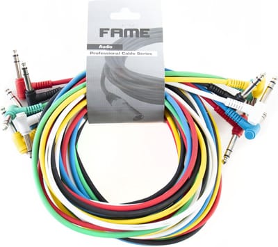 MUSIC STORE Patchkabel,3 m, stereo, hoek 6er-pakket, kleuren - Stereo patch kabel