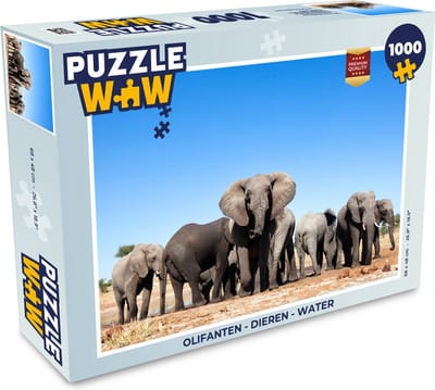 Puzzel Olifanten - Dieren - Water - Legpuzzel - Puzzel 1000 stukjes volwassenen