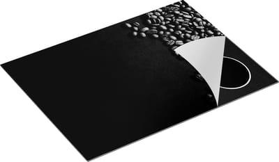 Chefcare Inductie Beschermer Koffiebonen - Zwart Wit - 70x50 cm - Afdekplaat Inductie - Kookplaat Beschermer - Inductie Mat