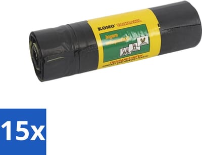 15 x Komo Vuilniszakken Trekband 60L 15 stuks per verpakking - Afvalzak 60 L - Trekband Vuilniszak - Vuilniszak 60 L - Vuilniszak Met Trekband - Vuilniszak LDPE