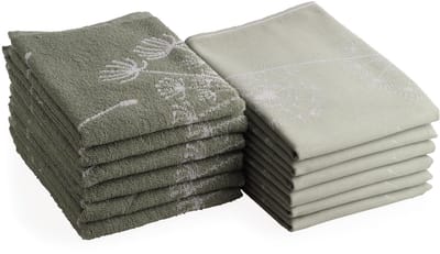 Unyqoos® Set van 12 absorberende katoenen keuken- en theedoeken in twee formaten