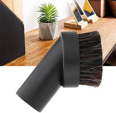 Dailygoods- Vloerborstel Paardenhaar - Stofborstel - Kunststof - Vervangend Accessoire - 32 mm - Zwart - Hoogwaardige Kwaliteit
