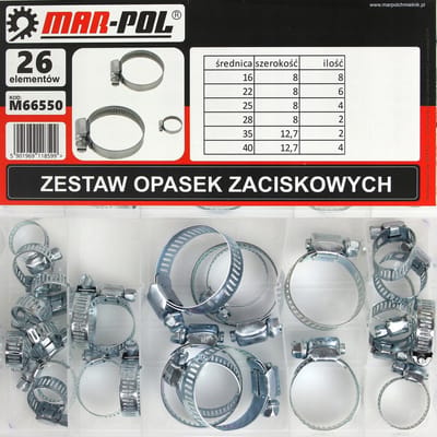 Slangklemmenset, Slangklemmen assortiment - 26 delige (diameter 16, 22, 25, 28, 35, 40 )