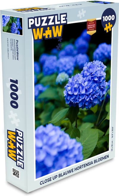 Puzzel Close up blauwe hortensia bloemen - Legpuzzel - Puzzel 1000 stukjes volwassenen