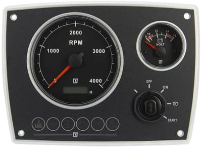 VETUS MPA22KBS2S Aluminium Motorpaneel 12V met 2 Zwarte Instrumenten (0-4000 RPM) | MPA22KBS2S