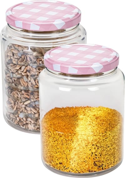 Hega Hogar Weckpot/voorraadpot Classico - 2x - 1012 ml - kunststof - roze - D10 x H14 cm