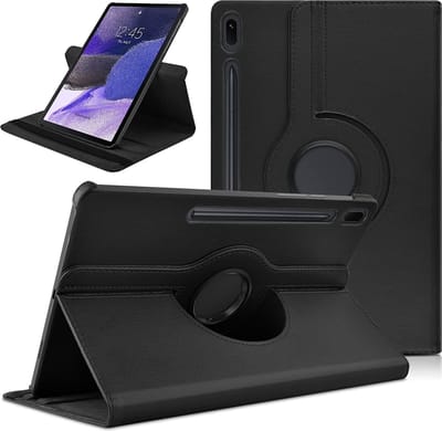 Hoesje Geschikt Voor Samsung Galaxy Tab S8 Plus hoes Draaibare Book Case Cover Zwart - Hoesje Geschikt Voor Samsung Galaxy Tab S8 Plus hoesje 2022/ Tab S7 FE 2021/Tab S7 Plus 2020 hoesje -Tablet Hoes 12.4 Inch