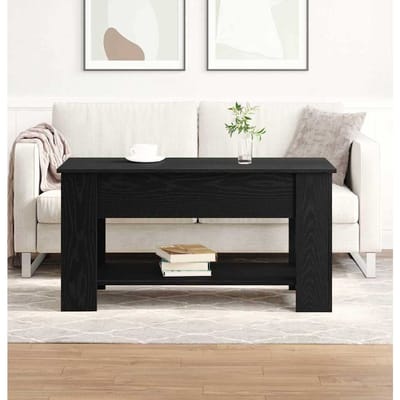 vidaXL - Salontafel - Zwart - Eiken - 101 - x - 49 - x - 52 - cm - Bewerkt - hout