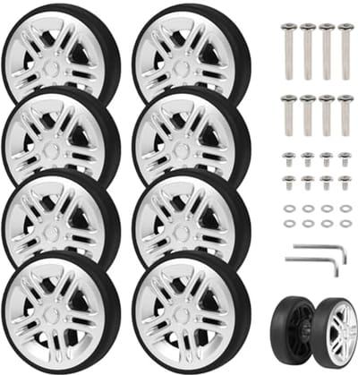 Set van 8 Reservewielen voor Koffers - Duurzame Rubber en Metalen Assen voor Geschikte Vervangingen