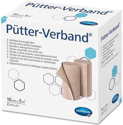 Hartmann PutterFlex DUO Bi-Elastische Korte Rek Zwachtel - 5m x 10cm - beige - Korte Rek Verband voor Compressietherapie