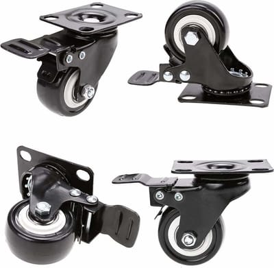 Zwenkwielen - 4 stuks - Ø 50 mm - Kleine Meubelwielen - kofferwielen - Reservewielen - rubberen en staal - zwart - Afstand installatiegat 52×35mm - koffer wieltjes vervangingsset