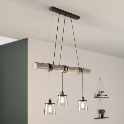 BRITOP Hanglamp Karrl, 3-lamps, rookgrijs/grijs