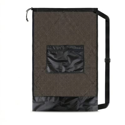 Zwarte ballenhouder trekkoord tas met schouderband – grote canvas ballentas voor voetbal, basketbal, volleybal en sportuitrusting – opberg net tas met draagriem