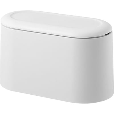 Mini Prullenbak met Deksel Kleine Bureau Aanrecht Afvalbak Pop-up Tiny Afvalbakje voor Badkamer wit
