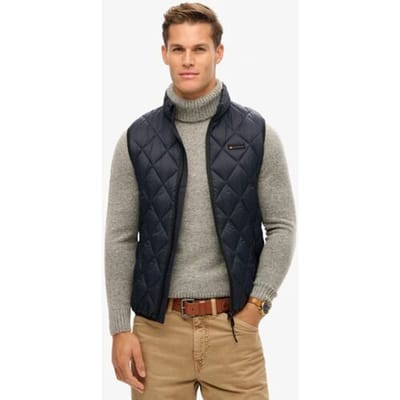 Superdry Fuji Lite Bodywarmer met Ruitvormige Wattering Blauw Grootte: S