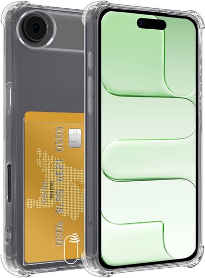 Hoesje Geschikt voor Apple iPhone Air - Met Pashouder en Kaarthouder - Telefoon Hoes Shockproof - Siliconen Case - Back Cover - Shock Proof - Pasjes Houder - Transparant