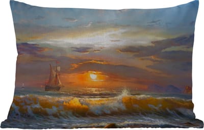 Buitenkussens - Schilderij - Water - Zeilboot - Olieverf - 60x40 cm - Weerbestendig