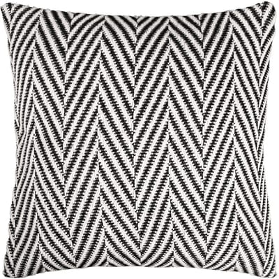 QUVIO Sierkussenhoes visgraat - Sierkussen - Kussenhoes - Kussens woonkamer - Sierkussenhoes 45x45 - Zonder vulling - Geweven - Wol - 45x45 cm - Wit - Zwart