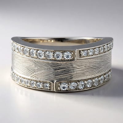 Cavill - 925 Sterling Zilver Ring met 0,418 ct Witte Braziliaanse Topaas - Ronde Briljant & Pavé Zetting - Elegante Moderne Zilveren Ring Dames
