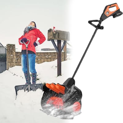Accu Sneeuwruimer - Sneeuwblazer - Snel Winterklaar - Inclusief 2 Accu's - 41cm Werkbreedte - Oranje