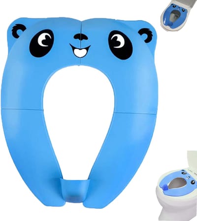 toiletbrilverkleiner - compacte toilettrainer - Opvouwbare kindertoiletbril - Opvouwbare toiletbrilhoes - Kindvriendelijke toiletbril - Blauw - Opvouwbare reistoiletbril - Handig voor op reis