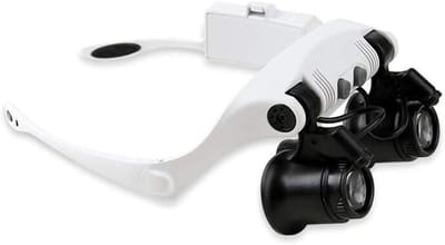 Vergrootglas met LED - Loep Bril - Detail Inspectie - Verwisselbare Lenzen - 4 Vergrotingen - Zwart