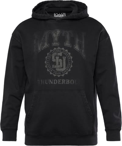 STHUGE - Heren - Hoodie oversized capuchon vintage look borstprint - Zwart - Maat XL