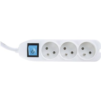 Perel Stekkerdoos met schakelaar en kabelbox, 3 stopcontacten met penaarde (type E), kabel 1.5 m, 3G1.5, wit