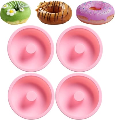 Donut Bakvorm - Cake Mallen - Zelf Bakken - Non-stick Silicone - 4 Stuks - Roze