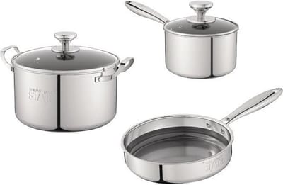 Winning Star St-5101 3-delige Kookset - Steelpan - Koekenpan - Kookpot - Keukengerei