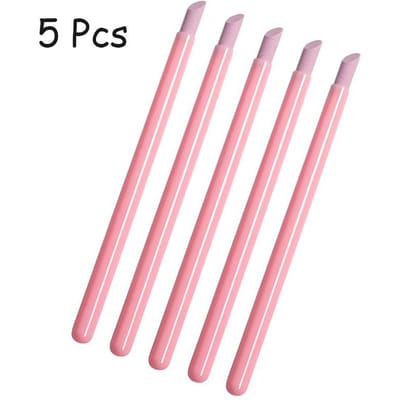 5PC Art d'Ongles Stylo de Meulage en Quartz Ciseaux à Cuticules pour Ongles Dissolvant de Peaux Mortes Vernis Gel UV Manucure Bâton Limes Accessoires Outils pink