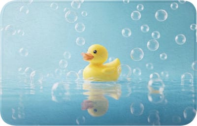 WC mat 80x50 cm - Antislip - Bubbels - Badeend - Geel - Toiletmat - Vloermat - Douchemat - Toilet tapijt - Toiletmatten