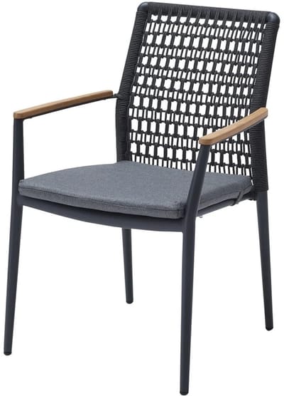 Salta dining tuinstoel rope aluminium antraciet stapelbaar